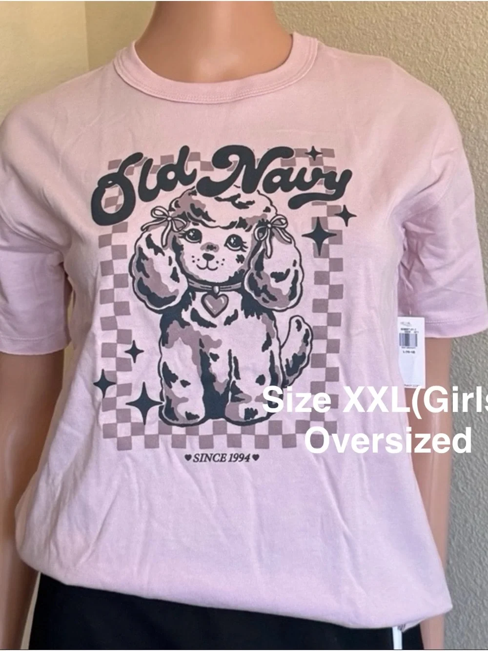 Old Navy Oversized Short-Sleeve LogoGraphic Raw-Edge T-Shirt for Girls, 2XL